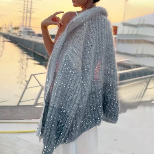 🎅Christmas Pre-sale🎁Knitted Sweater Jacket With Monochromatic Sequins💎✨⏰Free Shipping