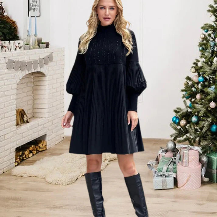 🔥Hot Sale🔥Women's Plus Size Lantern Sleeve Stand Collar Dress 👗