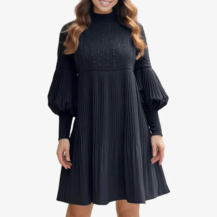 🔥Hot Sale🔥Women's Plus Size Lantern Sleeve Stand Collar Dress 👗