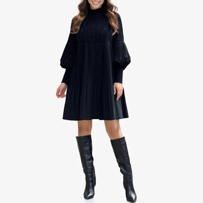 🔥Hot Sale🔥Women's Plus Size Lantern Sleeve Stand Collar Dress 👗