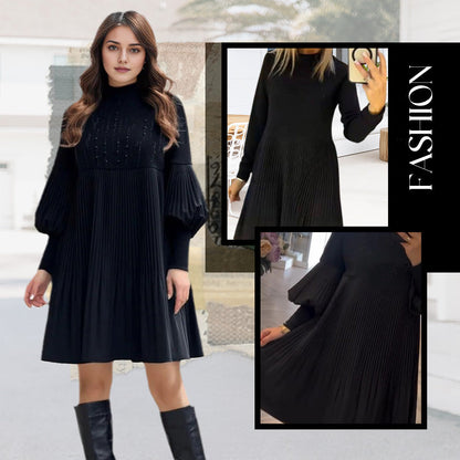 🔥Hot Sale🔥Women's Plus Size Lantern Sleeve Stand Collar Dress 👗