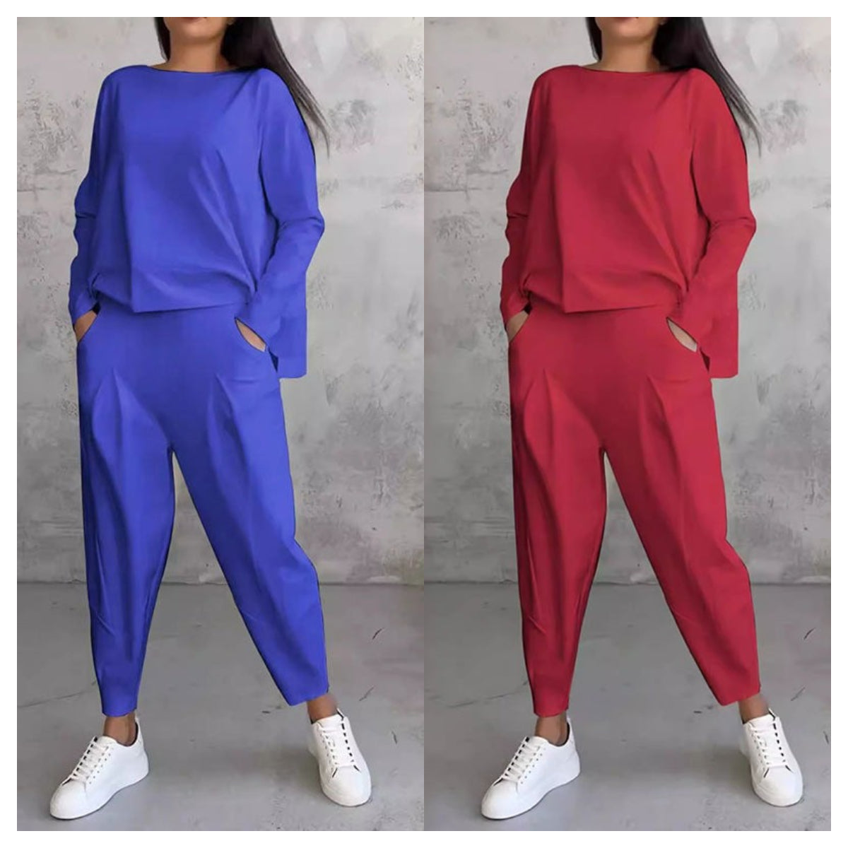 🔥2025 HOT SALE🔥 Women's 2-piece set: long-sleeved round neck top + pants🧥+👖