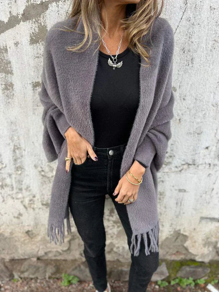 🎅Christmas Pre-sale🥰Women's Long Sleeve Casual Tassel Shawl Coat