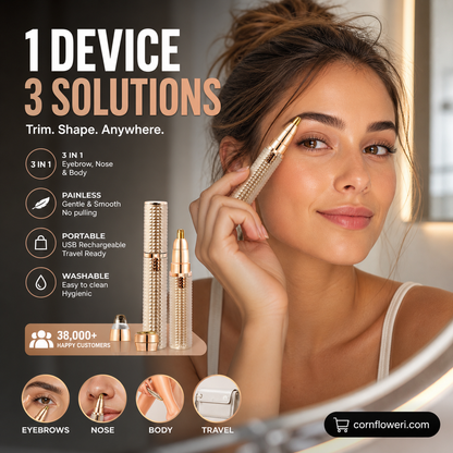 💁‍♀️ Cejas Perfectas, Sin Dolor – Depiladora Eléctrica Portátil para Cejas, Cabezales Intercambiables para Cara y Bikini. 50% Descuento.