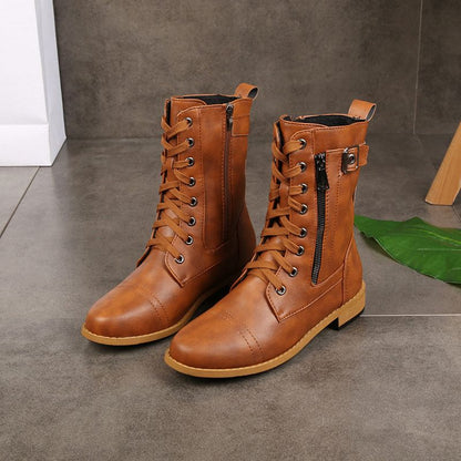 🎅Xmas Sales-50% OFF🎄Women's Round Toe Side Zipper Leather Orthopedic Boots