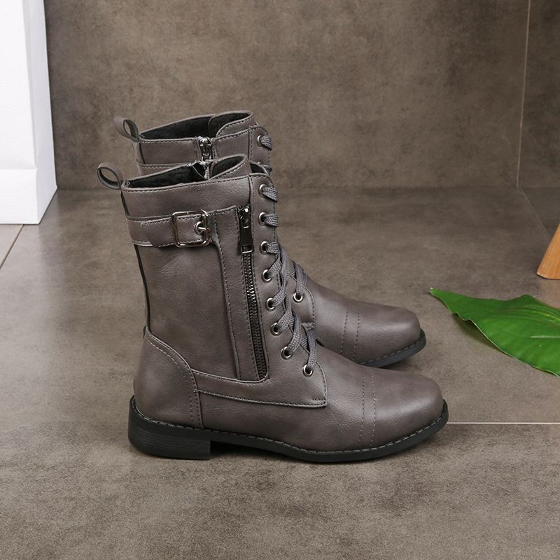 🎅Xmas Sales-50% OFF🎄Women's Round Toe Side Zipper Leather Orthopedic Boots