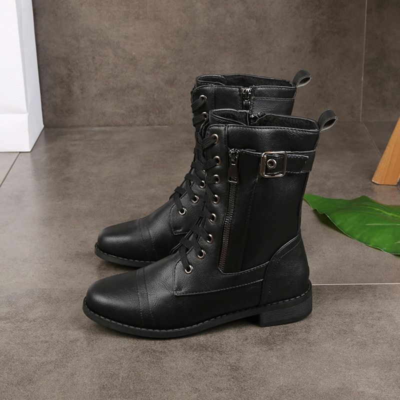 🎅Xmas Sales-50% OFF🎄Women's Round Toe Side Zipper Leather Orthopedic Boots