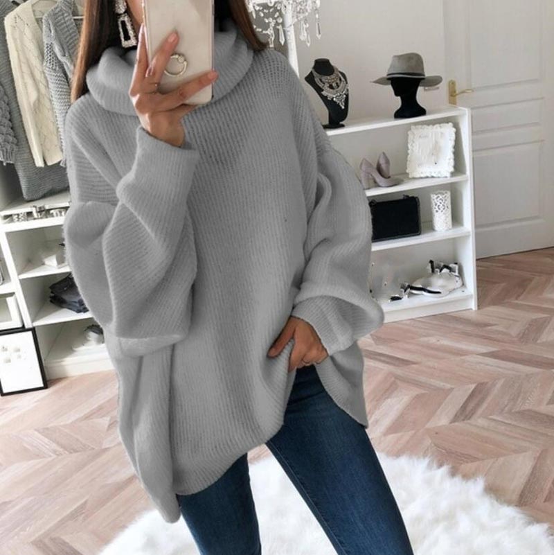 🔥Limited Time 50% OFF🔥Women’s Oversized Turtleneck Solid Color Knit Sweater