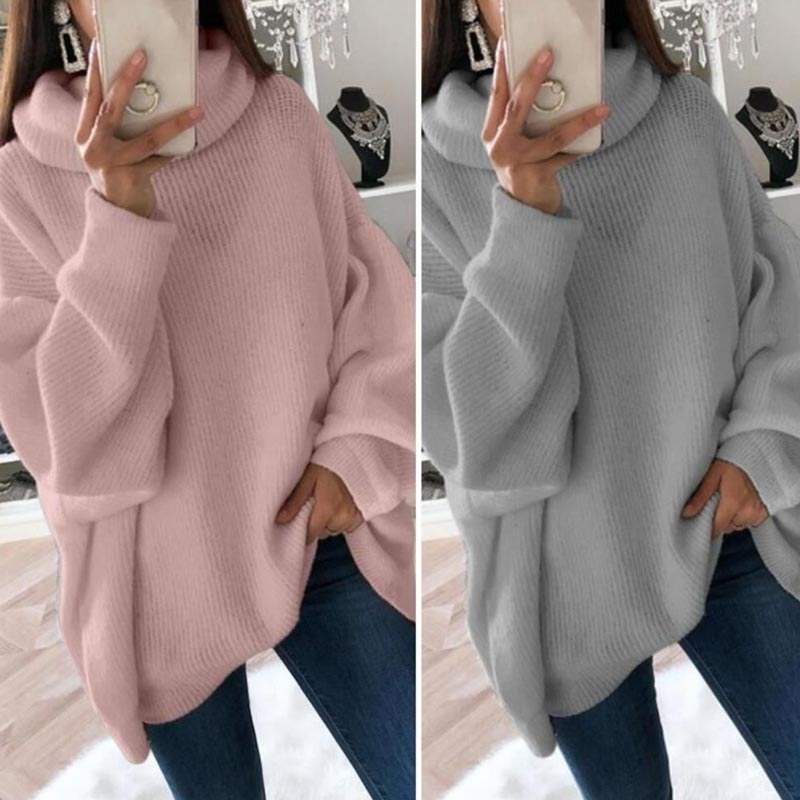 🔥Limited Time 50% OFF🔥Women’s Oversized Turtleneck Solid Color Knit Sweater