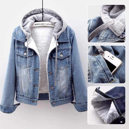 💥Hot Sale🎉Women's Removable Hooded Short Denim Jacket