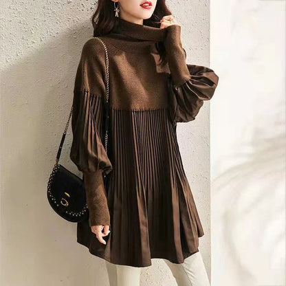 🔥Hot Sale🔥Women's Plus Size Lantern Sleeve Stand Collar Dress 👗