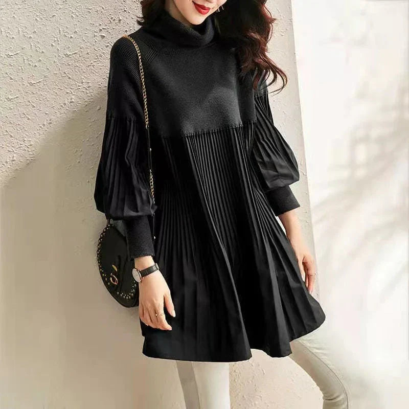 🔥Hot Sale🔥Women's Plus Size Lantern Sleeve Stand Collar Dress 👗