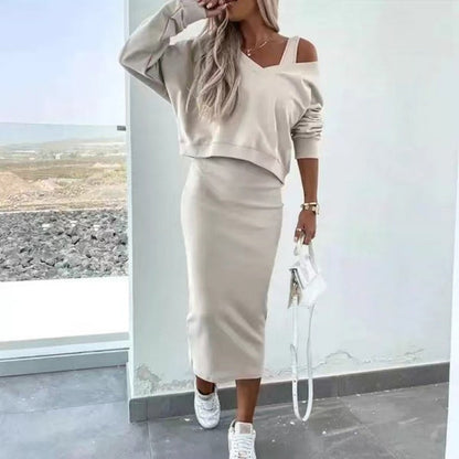 💥Black Friday Hot Sale - 66% OFF💥Women's 2-Piece Set Sleeveless Dress & Loose V-Neck Pullover