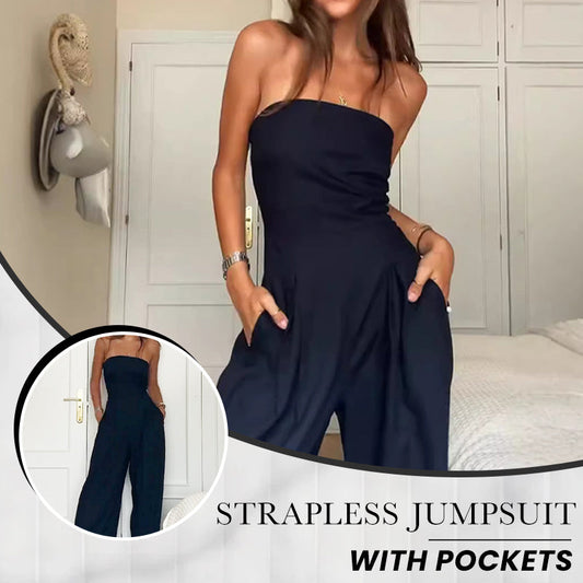 50% OFF🎄Women's Strapless Jumpsuit With Pockets