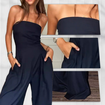 🎅Early Xmas Sales - 50% OFF🎄Women's Strapless Jumpsuit With Pockets