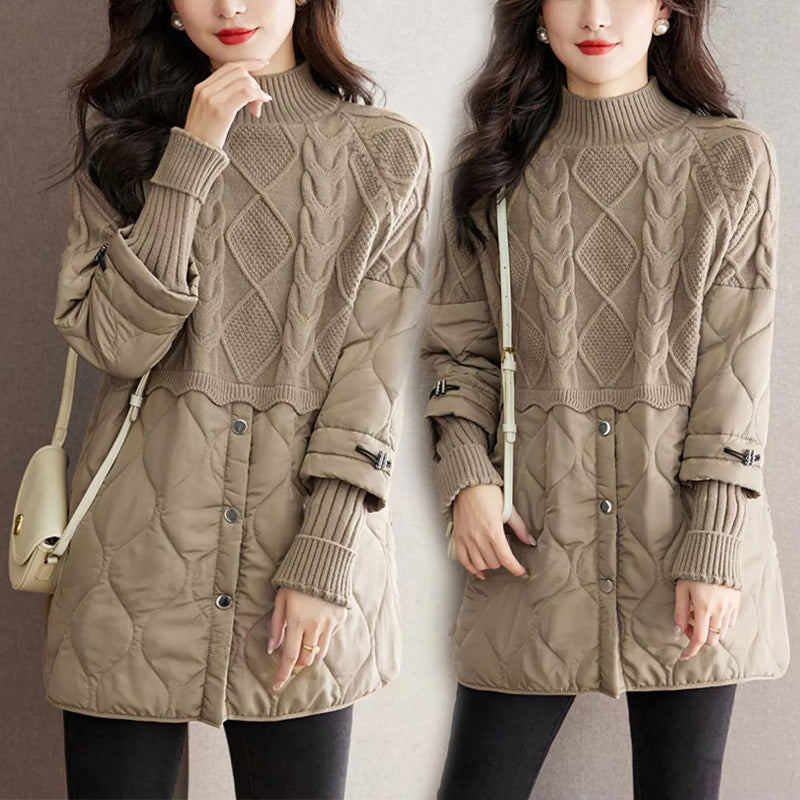 Women's Elegant Knit Patchwork Warm Coat