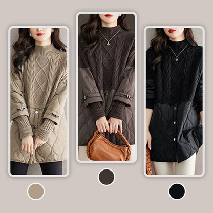 Women's Elegant Knit Patchwork Warm Coat