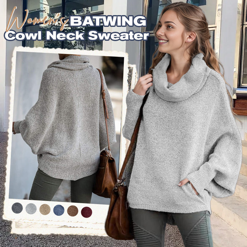 💖Limited Sale 50% OFF💖Women's Batwing Cowl Neck Sweater with Pockets