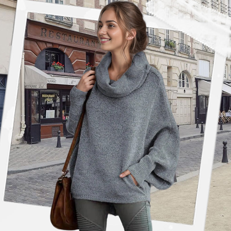 💖Limited Sale 50% OFF💖Women's Batwing Cowl Neck Sweater with Pockets