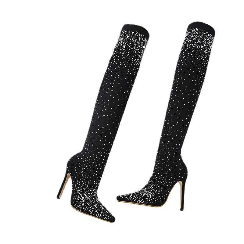 【💫2025 New products】💎✨Women’s Sparkly Faux Diamonds Over-the-Knee Boots