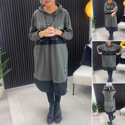 🎅Christmas Pre-sale🎁Women's Printed Casual Hoodie Dress with Pockets