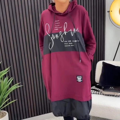 🎅Christmas Pre-sale🎁Women's Printed Casual Hoodie Dress with Pockets