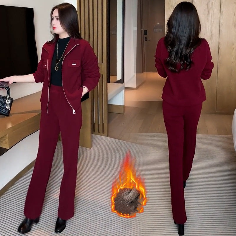 ❄️Winter Specials❄️ Women's Warm Plush-Lined Jacket & Pants (2 pieces Set)