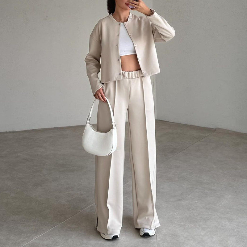 ✨Winter Offer💖Women’s Solid Color Jacket and Loose Pants 2-Piece Set