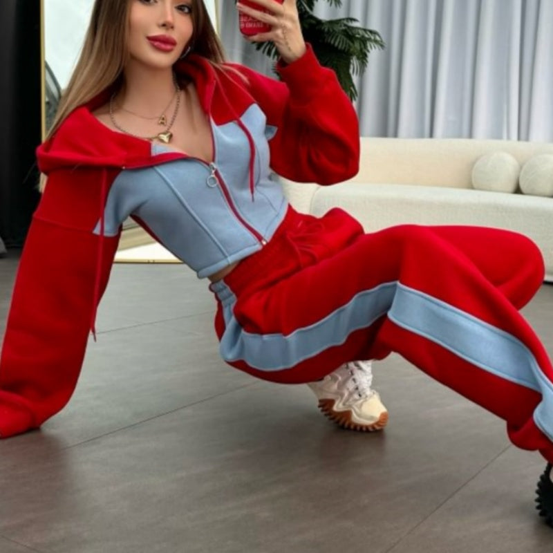 🖤Black Friday Sale:61%🔥Women’s Trendy Color Block Jacket & Pants 2-Piece Set