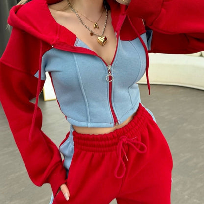 🖤Black Friday Sale:61%🔥Women’s Trendy Color Block Jacket & Pants 2-Piece Set