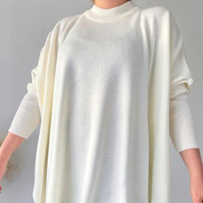 🎅Xmas Sales - 50% OFF🎄Women's Mock Neck Batwing Sleeves Slit Tops