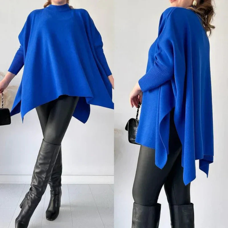 🎅Xmas Sales - 50% OFF🎄Women's Mock Neck Batwing Sleeves Slit Tops