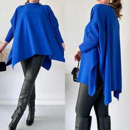 🎅Xmas Sales - 50% OFF🎄Women's Mock Neck Batwing Sleeves Slit Tops