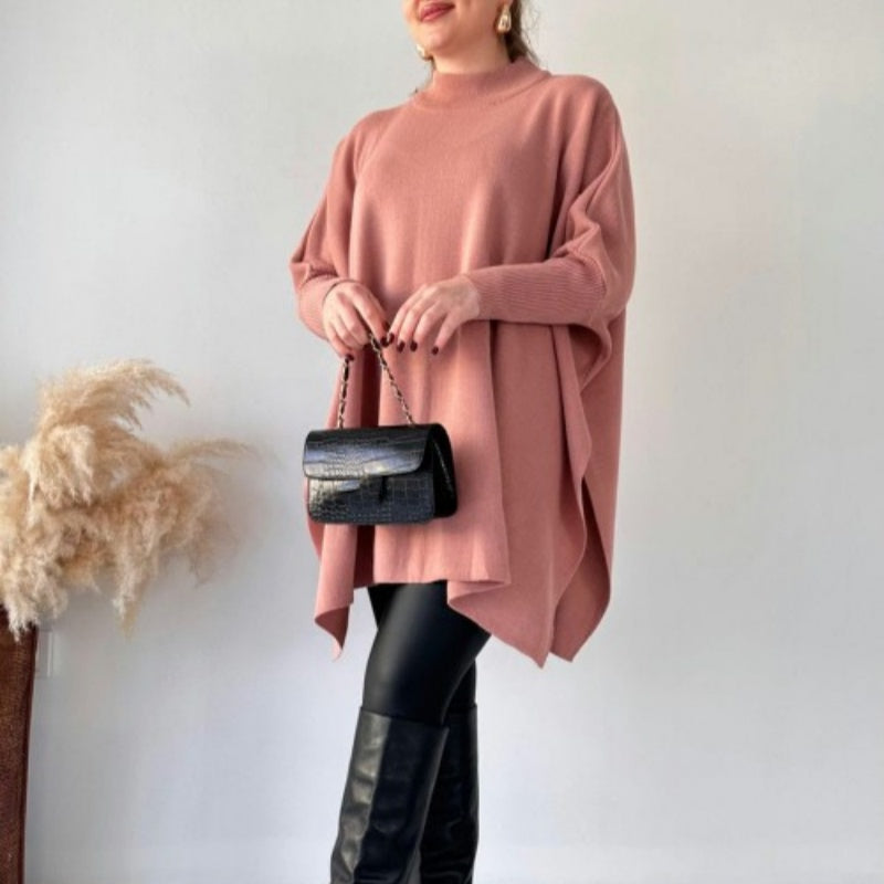 🎅Xmas Sales - 50% OFF🎄Women's Mock Neck Batwing Sleeves Slit Tops