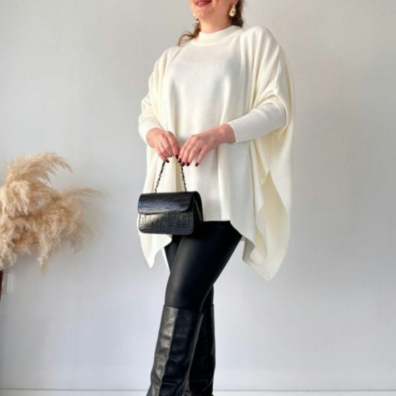 🎅Xmas Sales - 50% OFF🎄Women's Mock Neck Batwing Sleeves Slit Tops