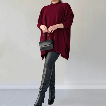 🎅Xmas Sales - 50% OFF🎄Women's Mock Neck Batwing Sleeves Slit Tops