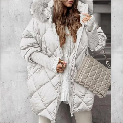 ❄️Winter Specials❄️ Women’s Mid-length Parka Coat with Knit Sleeves Patchwork