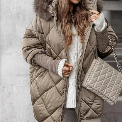 🎅Xmas Sales - 50% OFF🎄Women’s Winter Fashionable Mid-length Parka Coat with Knit Sleeves Patchwork⏰Free Shipping