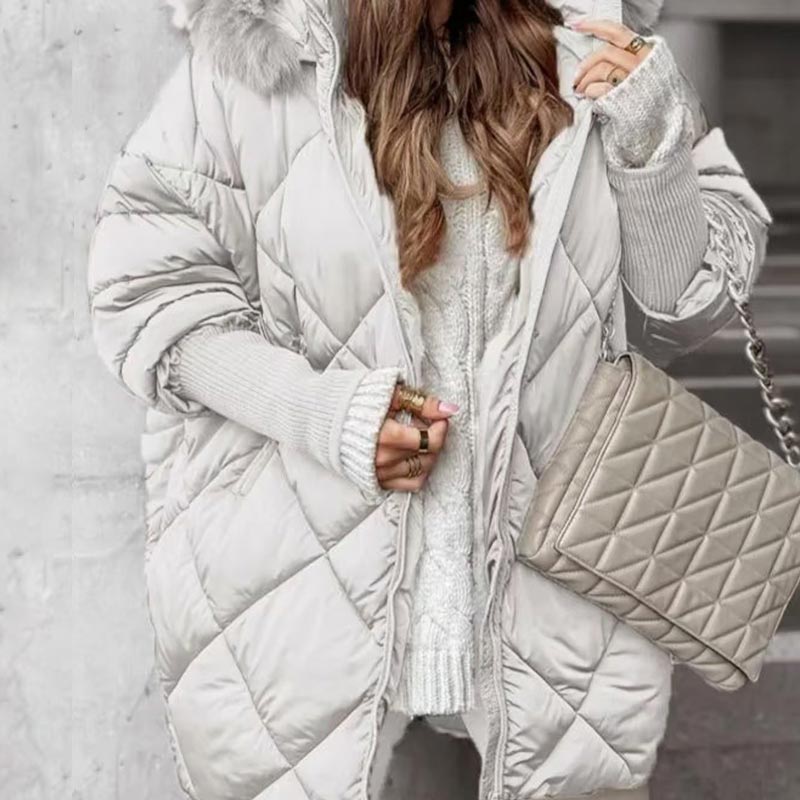 🎅Xmas Sales - 50% OFF🎄Women’s Winter Fashionable Mid-length Parka Coat with Knit Sleeves Patchwork⏰Free Shipping