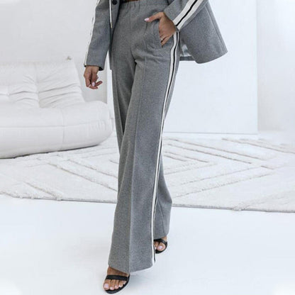 🎅Xmas Sales - 50% OFF🎄Women’s Casual Gray Blazer Top & Wide-Leg Pants 2-Piece Set