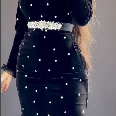 🔥🖤Black Friday Sale🔥Women's Rhinestone Dress with Ruched Ruffle Hem