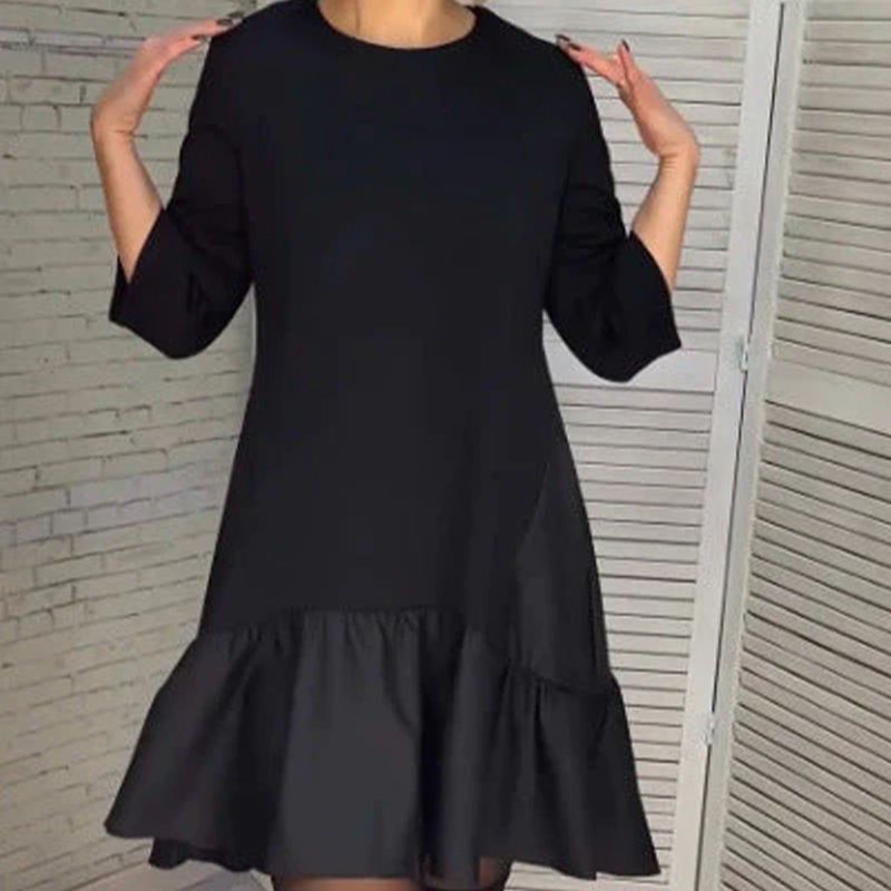 🖤Black Friday 50% off sale💥Loose Pleated Elegant Black Dress with Seven-pointed Sleeves