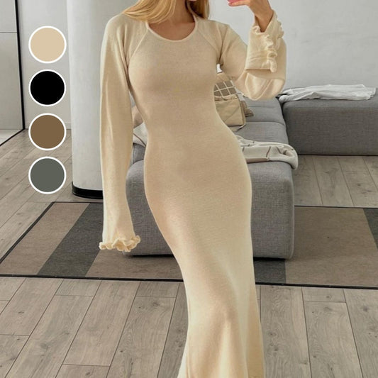 🎅Christmas Pre-sale🥰Seductive Women's Solid Backless Long-Sleeve Maxi Dresses