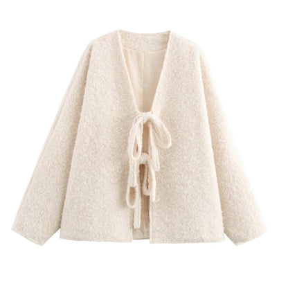 🎅Xmas Sales - 50% OFF🎄Women's Bow Tie Front Open Cardigan