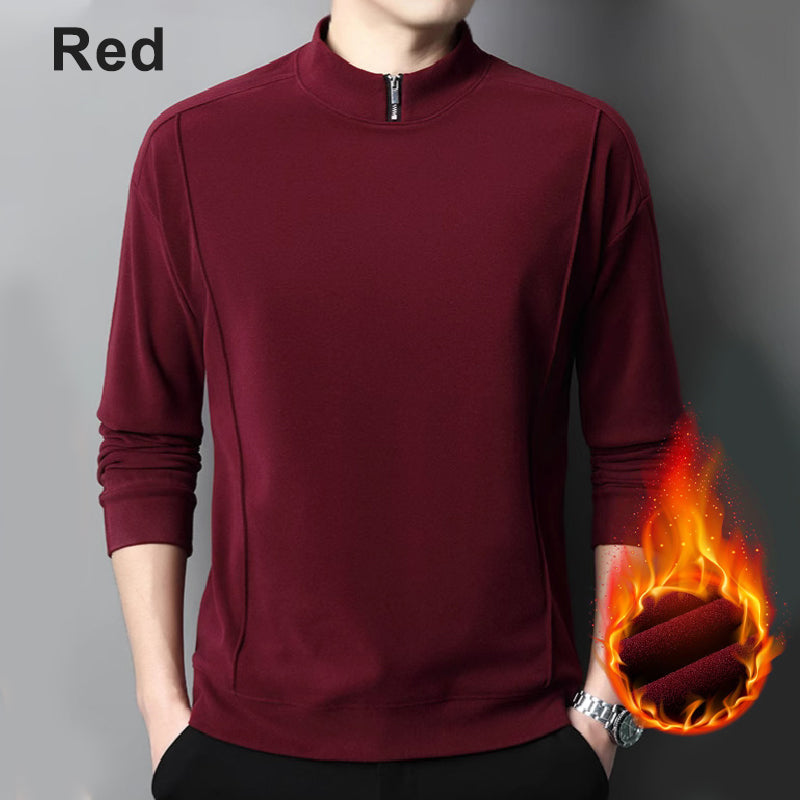 Men's Cozy Long - Sleeve Pullover with Zippered Collar