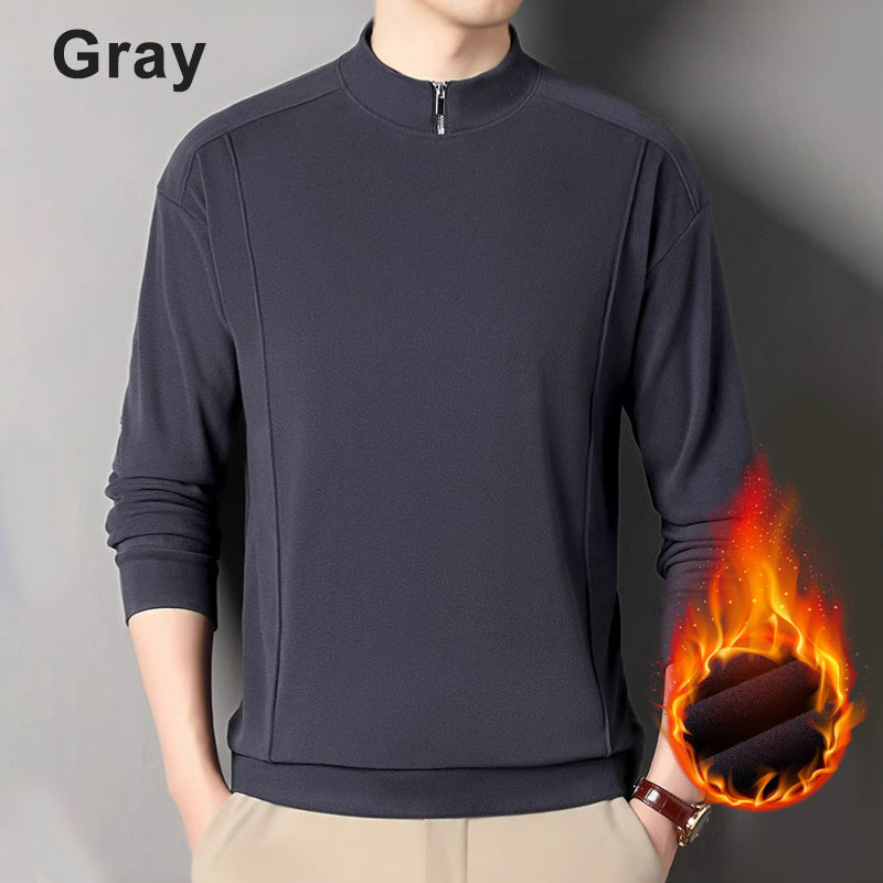 Men's Cozy Long - Sleeve Pullover with Zippered Collar