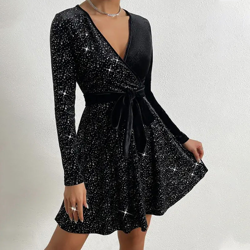 🎅Christmas 50% off sale💥V-neck hip-waisted skirt, sequins sparkling