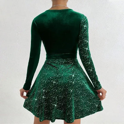 🎅Christmas 50% off sale💥V-neck hip-waisted skirt, sequins sparkling