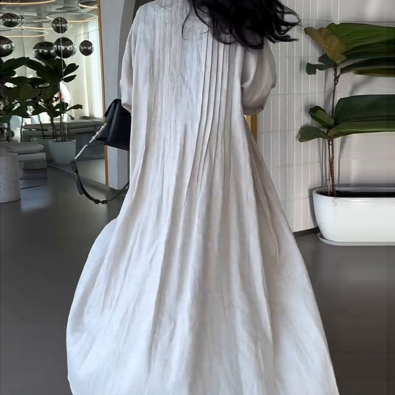 🎅Pre-Xmas Specials🎄Women's Loose Long Sleeve Button Pleated Dress