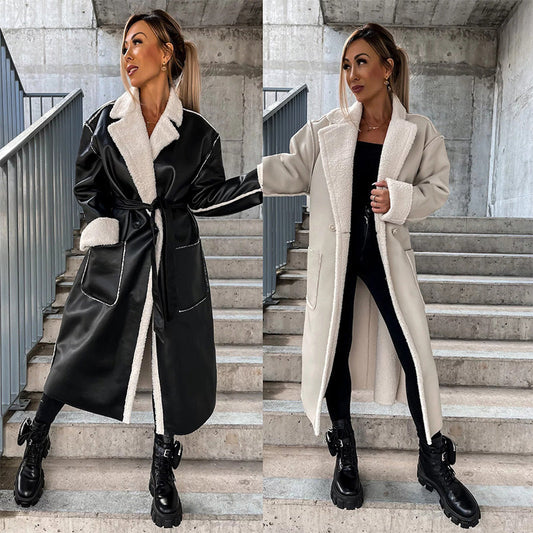 🎅Xmas Sales - 50% OFF🎄Women's Stylish Lapel Coat with Belt - Warm & Windproof